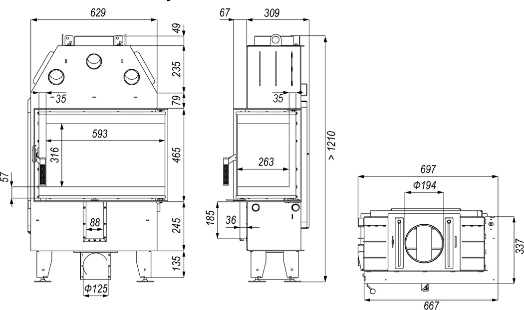 kaminnaya-topka-defro-home-intra-sm-bl-slim-razmery Каминная топка Defro Home Intra SM BL SLIM размеры